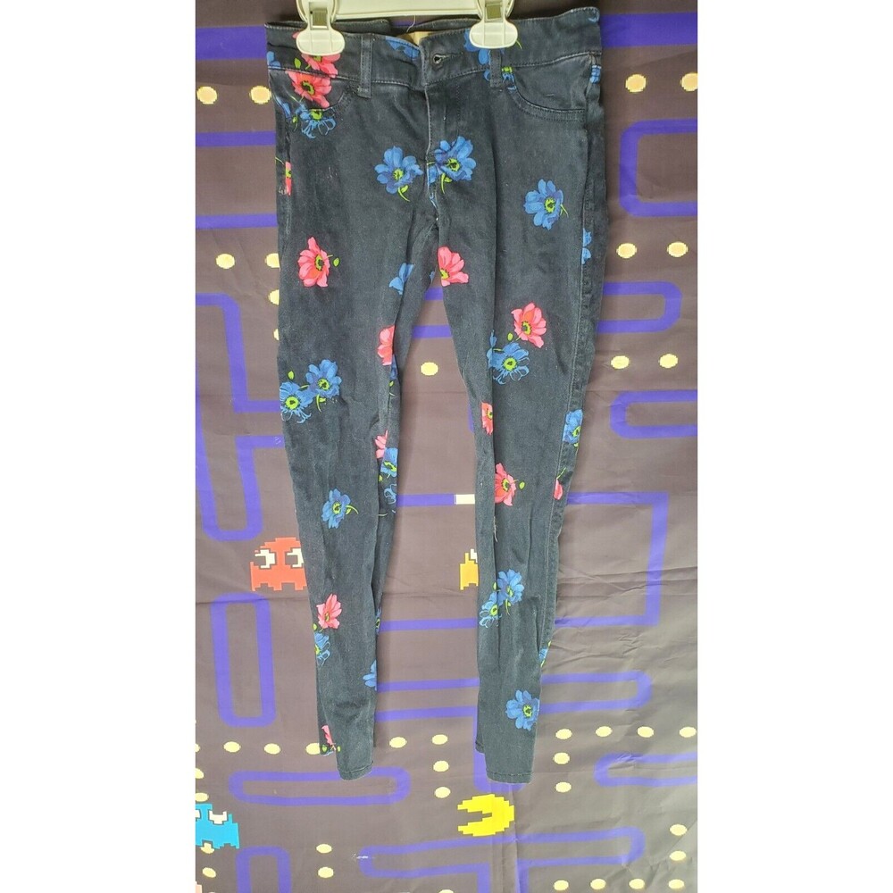 Hollister Jeans Bottoms Blue Floral Pattern Skinny Woman's Junior Size 0 W 24